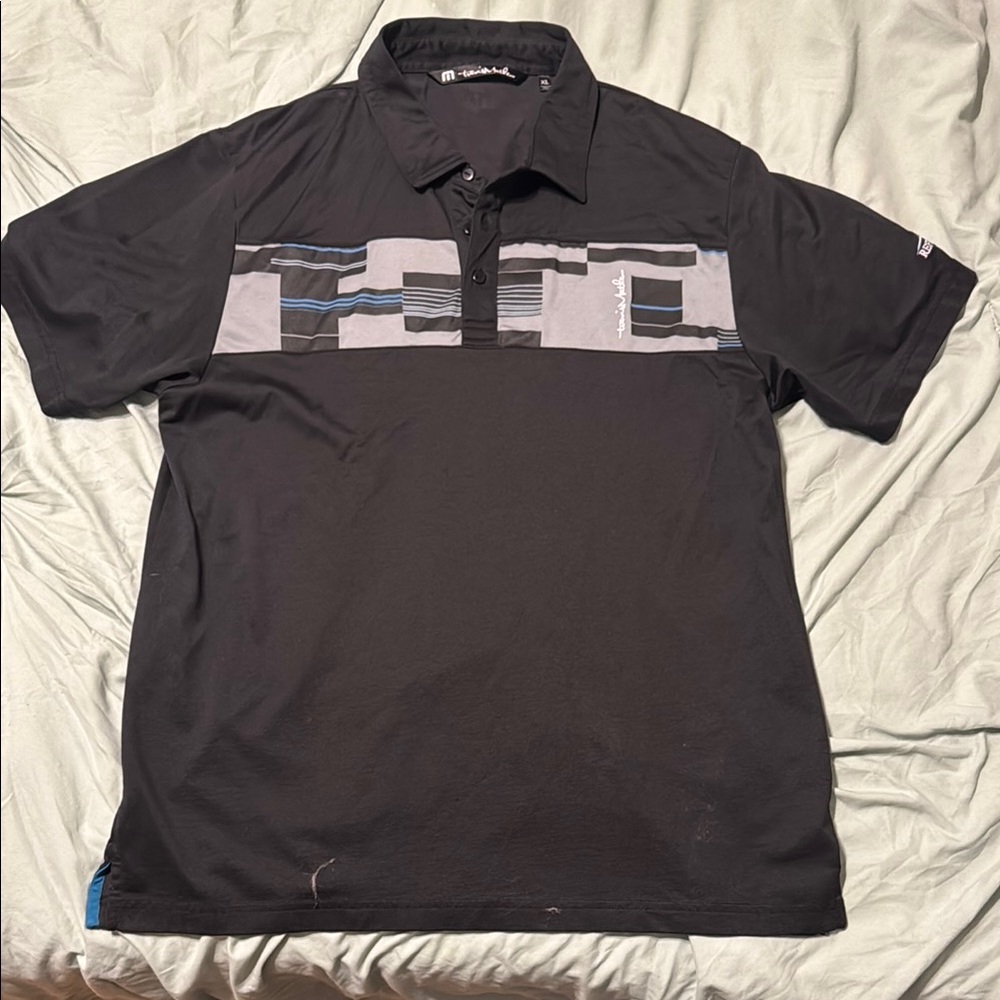 Travis Mathew Black and Gray Men's Polo Shirt